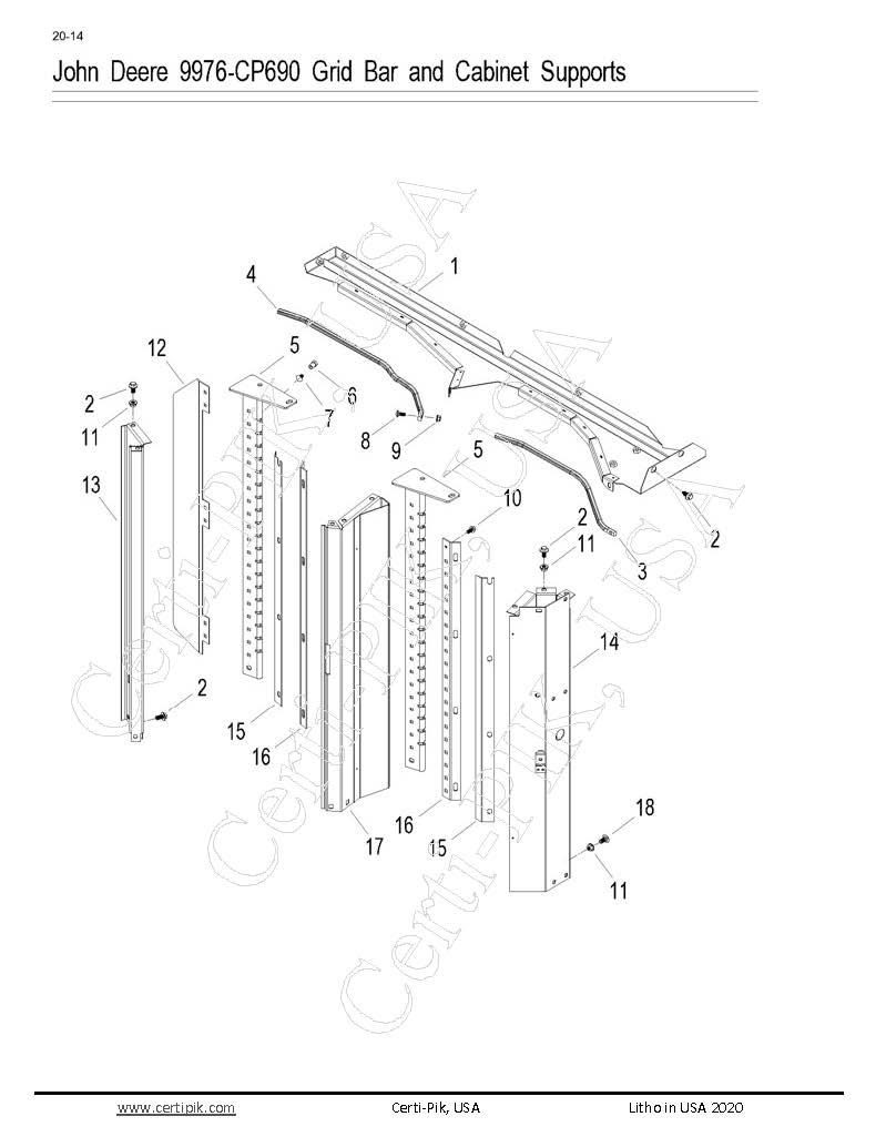 73193-112 - John Deere 9976-CP690 Grid Bar and Cabinet Supports