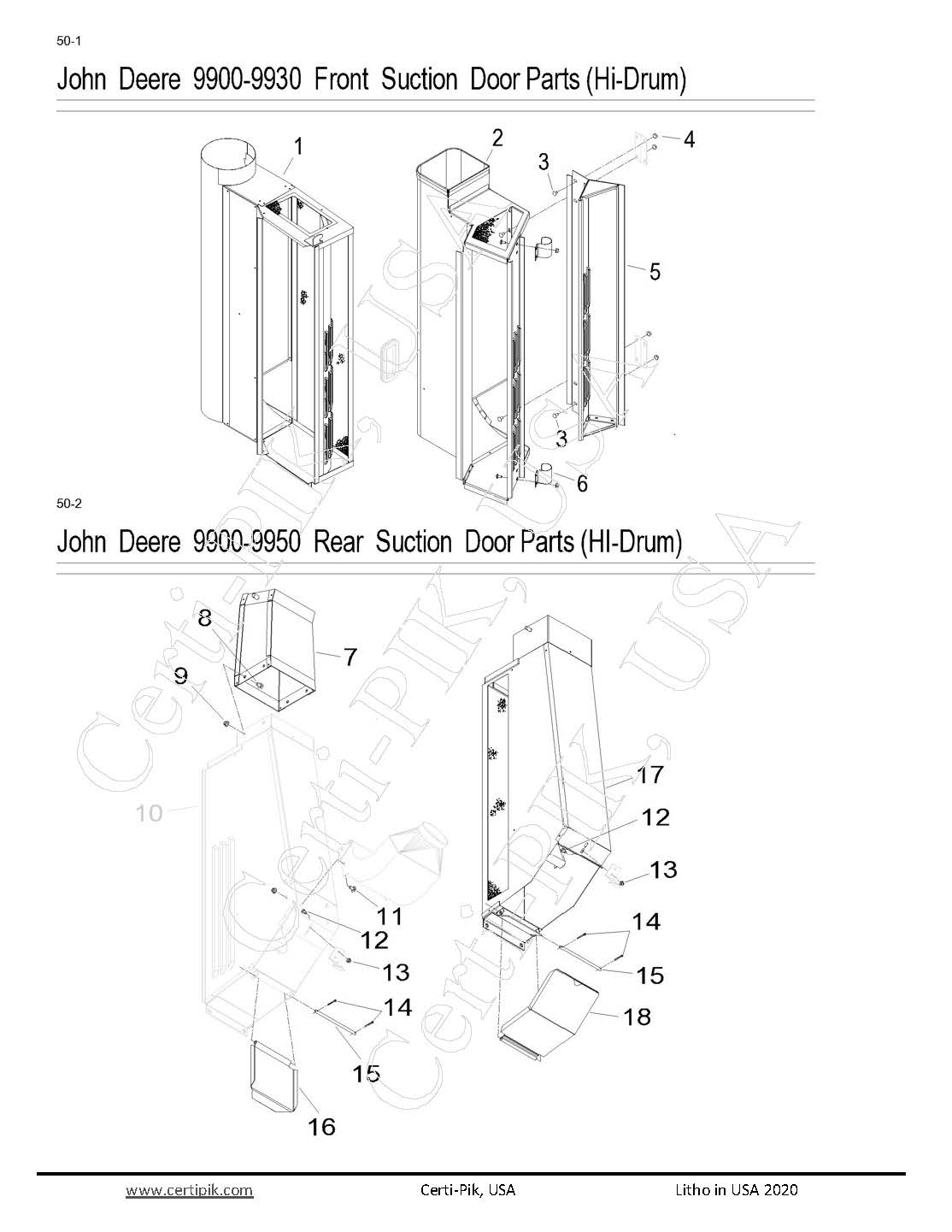 John Deere Front & Rear Suction Door Parts (Hi Drum)