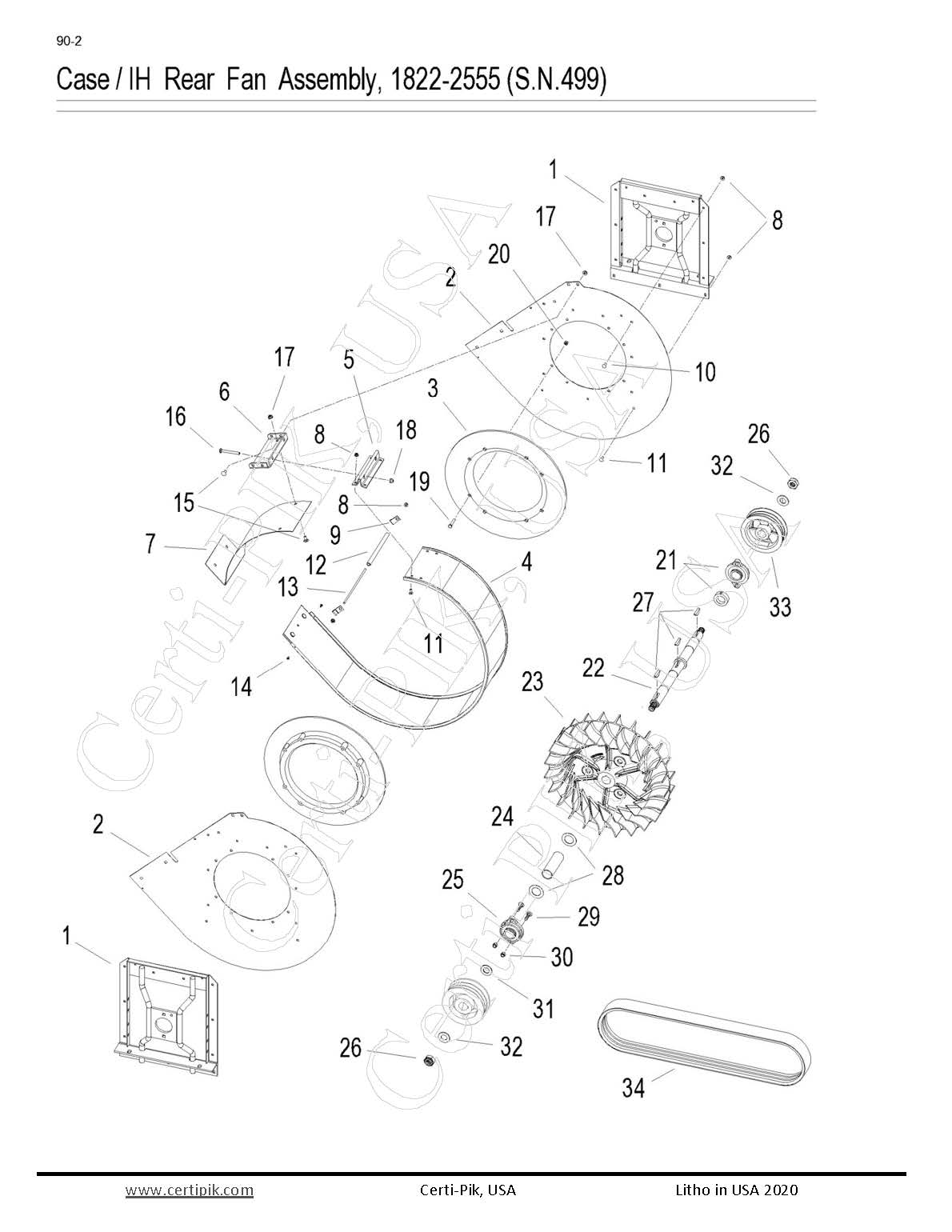 11234P-340 - Case /IH Rear Fan Assembly, 1822-2555 (S.N.499)