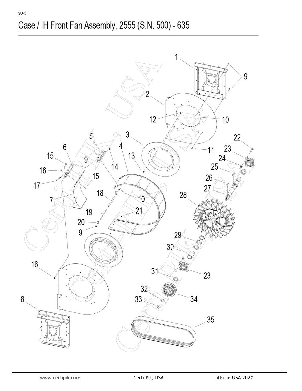 43037A1-345 - Case / IH Front Fan Assembly, 2555(S.N.500)-635 Mod Exp